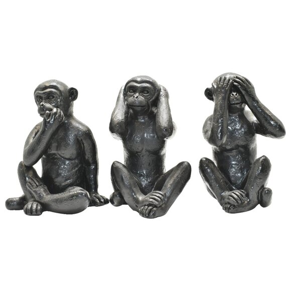 Adam & Friends Home Decor See No Evil, Hear No Evil, Speak No Evil Sculpture - Picture 1 of 6